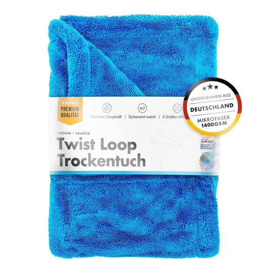 chemicalworkz Shark Twisted Loop Towel Trockentuch 1400GSM 80x50cm – hochsaugfähiges Mikrofasertuch für streifenfreie Fahrzeugtrocknung