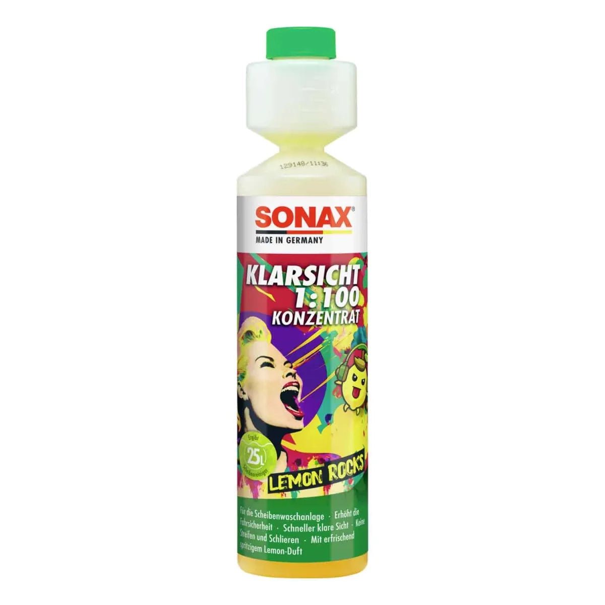 SONAX Sommer Scheibenwaschanlagen-Konzentrat – hochkonzentrierter Scheibenreiniger mit Lemon-Duft, 25 Liter Reichweite, ideal für LED/Xenon und Fächerdüsen – erhältlich im Chris Detailing Store